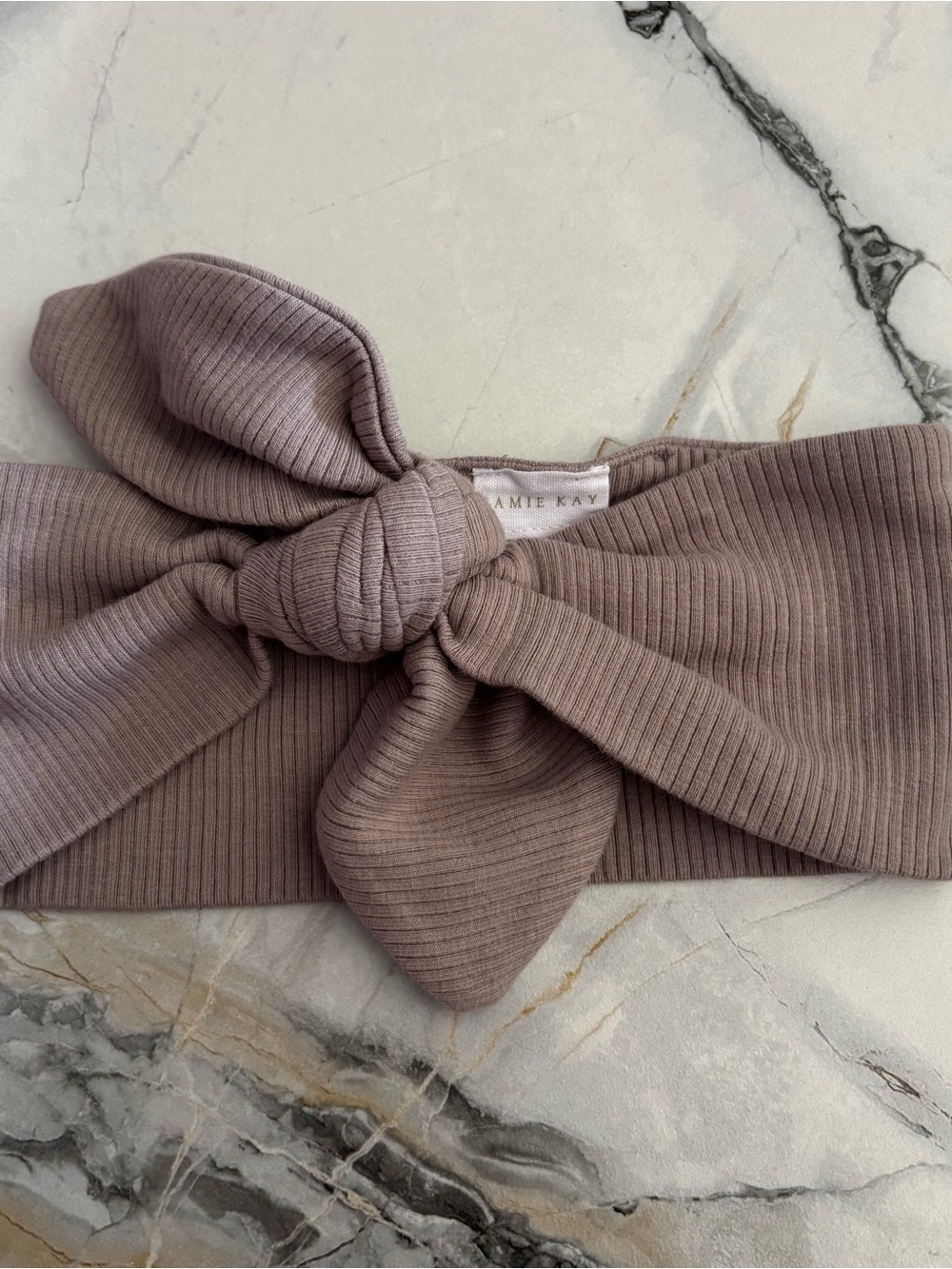 Jamie Kay Ribbed Knot Headband in Taupe